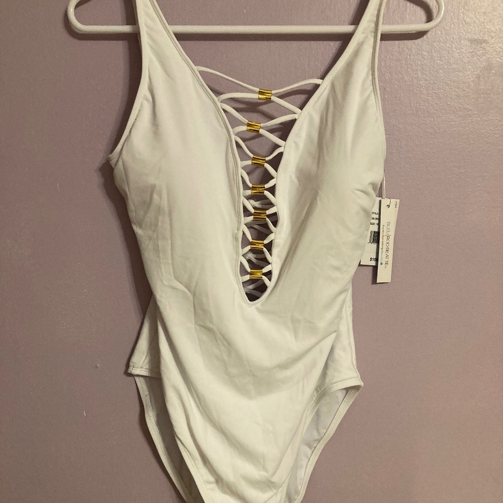 Bleu Rod Beattie white one piece swimsuit - new with tags - size 8